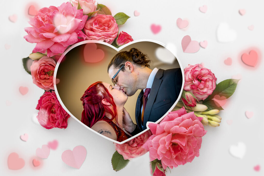 Brautpaar küsst sich nach dem Ja-Wort Hochzeitsfotografie Mönchengladbach
