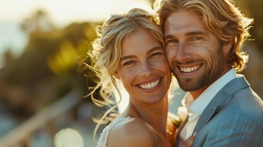 Junges Hochzeitspaar schaut verliebt in die Kamera - Fotograf Viersen & NRW