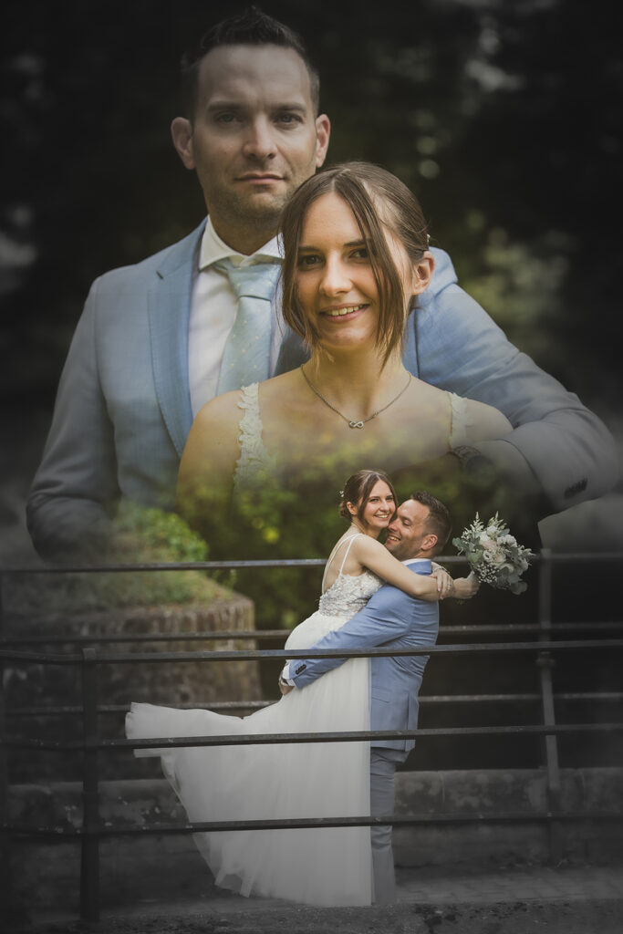 Collage aus zwei Bildern eines Brautpaares fotograf mönchengladbach